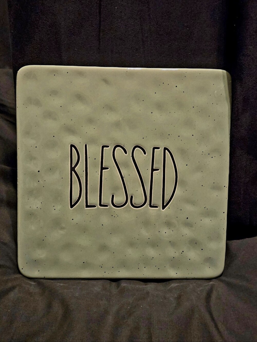B Harbor Collection "Blessed" Square Ceramic Trivet cork backside 8x8"